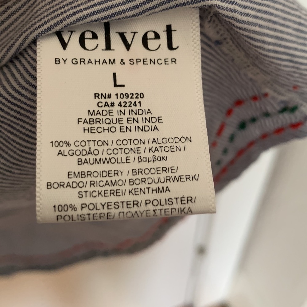 Velvet by Graham & Spencer Women's Neena Embroidered Smocked Shirt - Picture 9 of 10